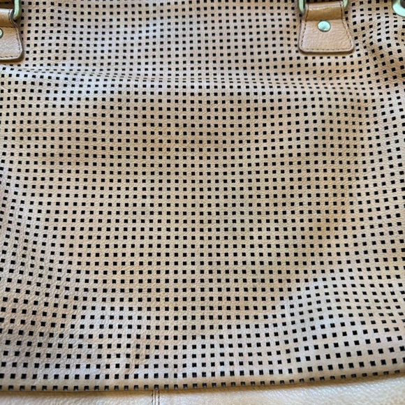 MiLO Genuine Leather RFID Perforated Elena Buckskin Tote Bag Retail $558 - Picture 2 of 13
